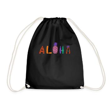 Aloha pineapple design for beach lovers pineapple - Drawstring Bag - black - Front