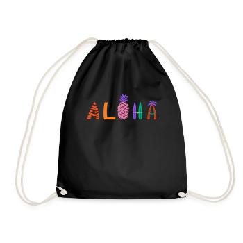 Aloha pineapple design for beach lovers pineapple - Drawstring Bag - black - Front