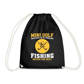 golf and fishing - Drawstring Bag - black - Front