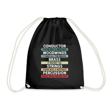 Funny conductor and orchestra - Drawstring Bag - black - Front