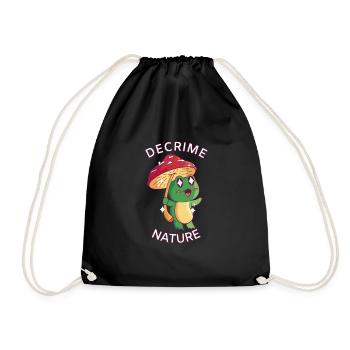 Decrime Nature Colorful Mushroom Frog - Drawstring Bag - black - Front
