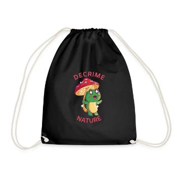 Decrime Nature Colorful Mushroom Frog - Drawstring Bag - black - Front