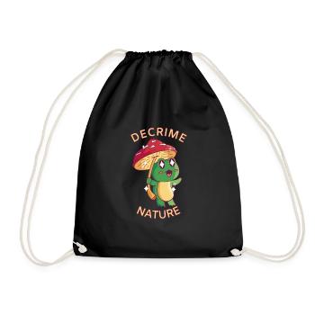 Decrime Nature Colorful Mushroom Frog - Drawstring Bag - black - Front