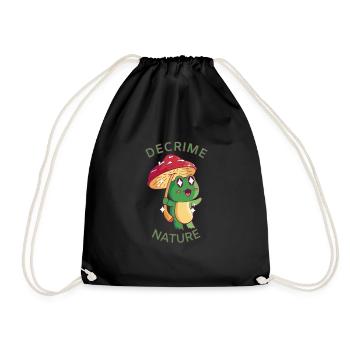 Decrime Nature Colorful Mushroom Frog - Drawstring Bag - black - Front