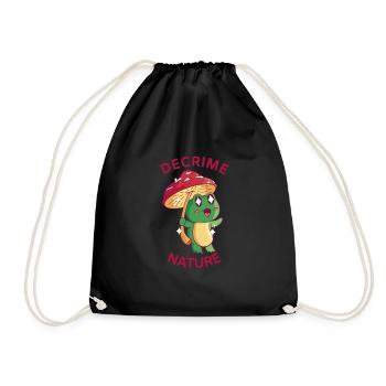 Decrime Nature Colorful Mushroom Frog - Drawstring Bag - black - Front