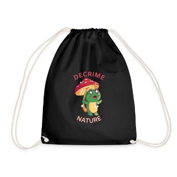 Decrime Nature Colorful Mushroom Frog - Drawstring Bag - black - Front