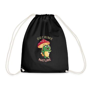 Decrime Nature Colorful Mushroom Frog - Drawstring Bag - black - Front