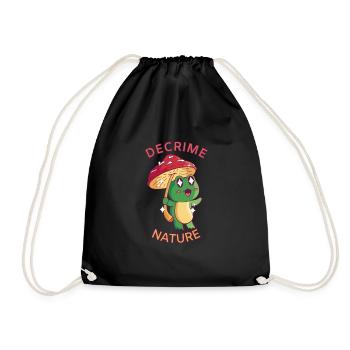 Decrime Nature Colorful Mushroom Frog - Drawstring Bag - black - Front