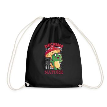 Decrime Nature Colorful Mushroom Frog - Drawstring Bag - black - Front
