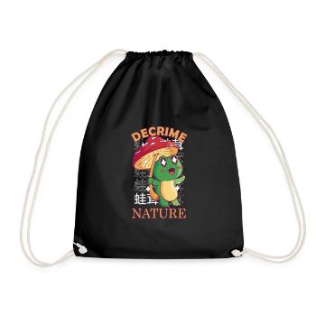Decrime Nature Colorful Mushroom Frog - Drawstring Bag - black - Front