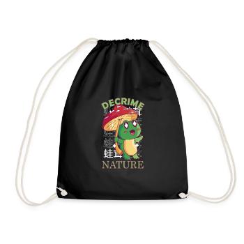 Decrime Nature Colorful Mushroom Frog - Drawstring Bag - black - Front