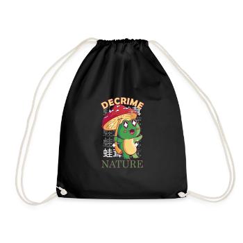 Decrime Nature Colorful Mushroom Frog - Drawstring Bag - black - Front