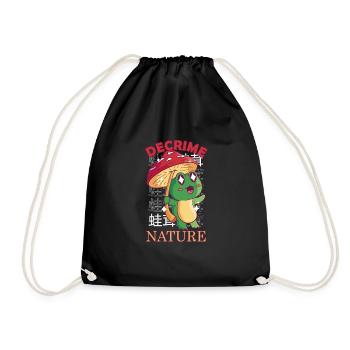Decrime Nature Colorful Mushroom Frog - Drawstring Bag - black - Front