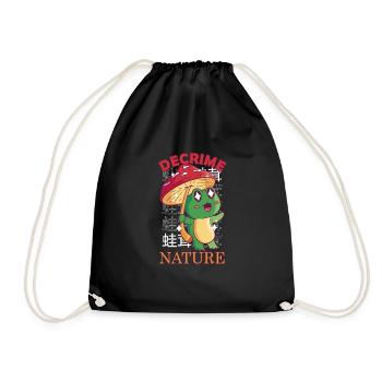 Decrime Nature Colorful Mushroom Frog - Drawstring Bag - black - Front
