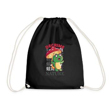 Decrime Nature Colorful Mushroom Frog - Drawstring Bag - black - Front