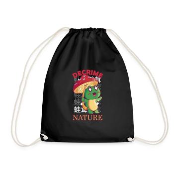 Decrime Nature Colorful Mushroom Frog - Drawstring Bag - black - Front