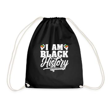 I Am Black History African American Juneteenth - Drawstring Bag - black - Front