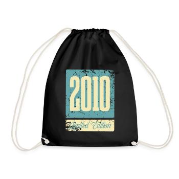 2010 Born Birthday Year of birth - Drawstring Bag - black - Front