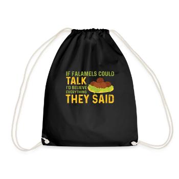 Funny falafel saying - Drawstring Bag - black - Front