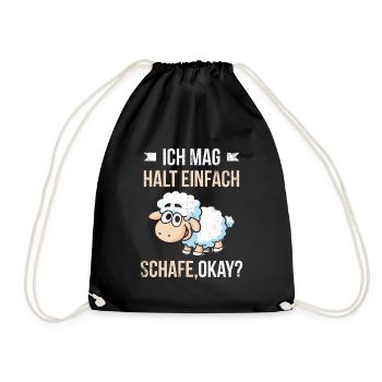 Ich mag einfach Schafe, Okay? Schaf - Turnbeutel - Schwarz - Vorne
