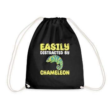 Funny Chameleon Gift - Drawstring Bag - black - Front