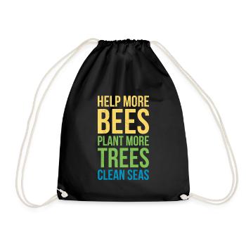 Help more bees, plant more trees, - Drawstring Bag - black - Front