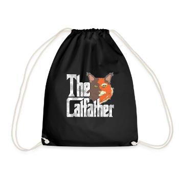 Cat Dad The Catfather Crazy Cat Father Kitty Daddy - Drawstring Bag - black - Front