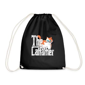 Cat Dad The Catfather Crazy Cat Father Kitty Daddy - Drawstring Bag - black - Front