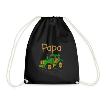 Papa Bauer Traktor Papa Sohn Partnerlook Familien - Turnbeutel - Schwarz - Vorne