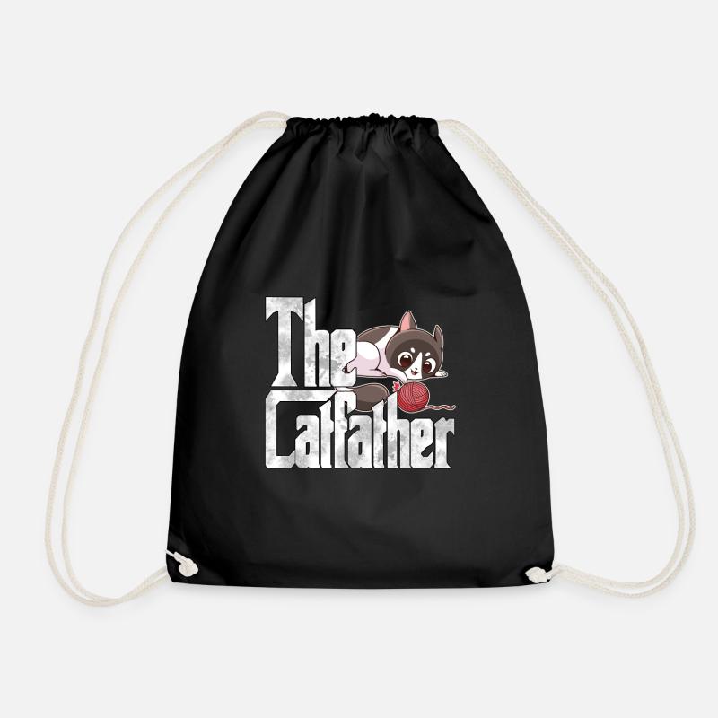 Cat Dad The Catfather Crazy Cat Father Kitty Daddy - Drawstring Bag - black
