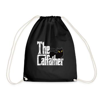 Cat Dad The Catfather Crazy Cat Father Kitty Daddy - Drawstring Bag - black - Front