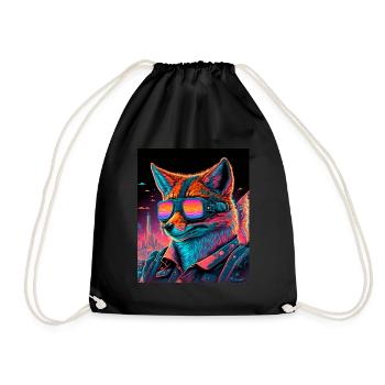 Rétro Futuriste Synthwave Fox - Sac de sport léger - noir - Devant