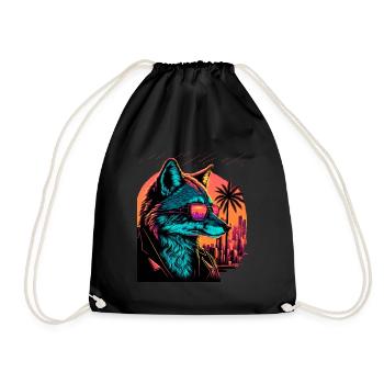 Rétro Futuriste Synthwave Fox - Sac de sport léger - noir - Devant