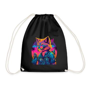 Rétro Futuriste Synthwave Fox - Sac de sport léger - noir - Devant