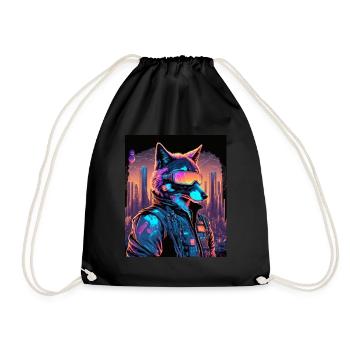 Rétro Futuriste Synthwave Fox - Sac de sport léger - noir - Devant