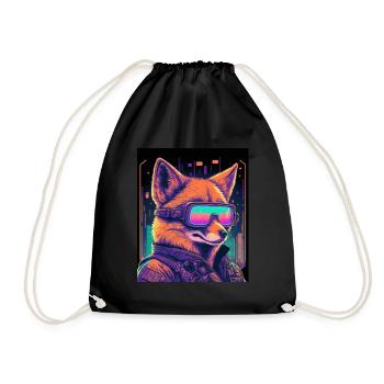 Rétro Futuriste Synthwave Fox - Sac de sport léger - noir - Devant