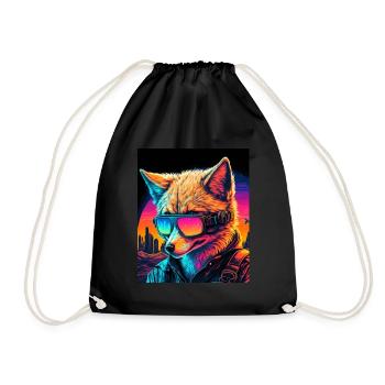 Rétro Futuriste Synthwave Fox - Sac de sport léger - noir - Devant