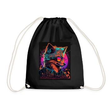 Rétro Futuriste Synthwave Fox - Sac de sport léger - noir - Devant