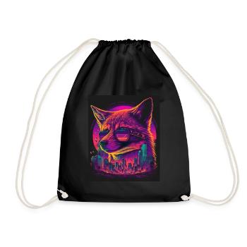 Rétro Futuriste Synthwave Fox - Sac de sport léger - noir - Devant