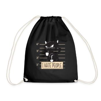Katze I Hate People - Turnbeutel - Schwarz - Vorne