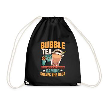 Bubble Tea Und Gaming - Turnbeutel - Schwarz - Vorne