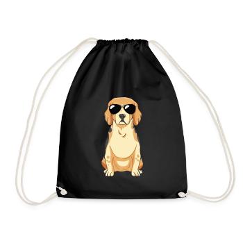 Beagle Welpe Mit Sonnebrille - Turnbeutel - Schwarz - Vorne