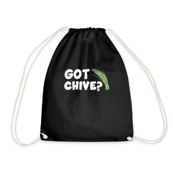 Funny chives pun - Drawstring Bag - black - Front