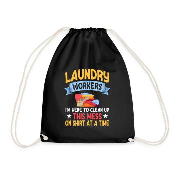 Funny Laundry Worker Gift - Drawstring Bag - black - Front