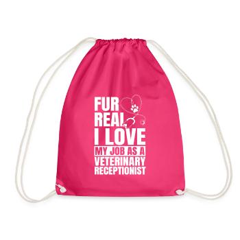 Veterinarian Receptionist - Drawstring Bag - fuchsia - Front