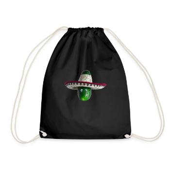 Concombre avec chapeau mexicain et yeux bleus - Sac de sport léger - noir - Devant