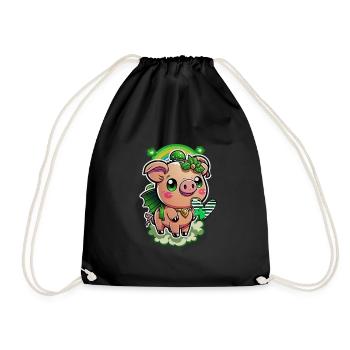 Outfit st Patrick Cute pig clover kawaii - Drawstring Bag - black - Front