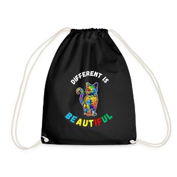 Soutien sensibilisation à l'autisme chat coloré - Sac de sport léger - noir - Devant