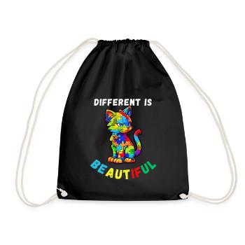 Soutien sensibilisation à l'autisme chat coloré - Sac de sport léger - noir - Devant