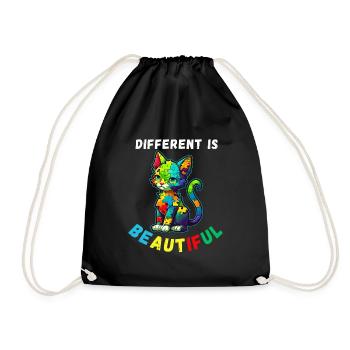 Soutien sensibilisation à l'autisme chat coloré - Sac de sport léger - noir - Devant